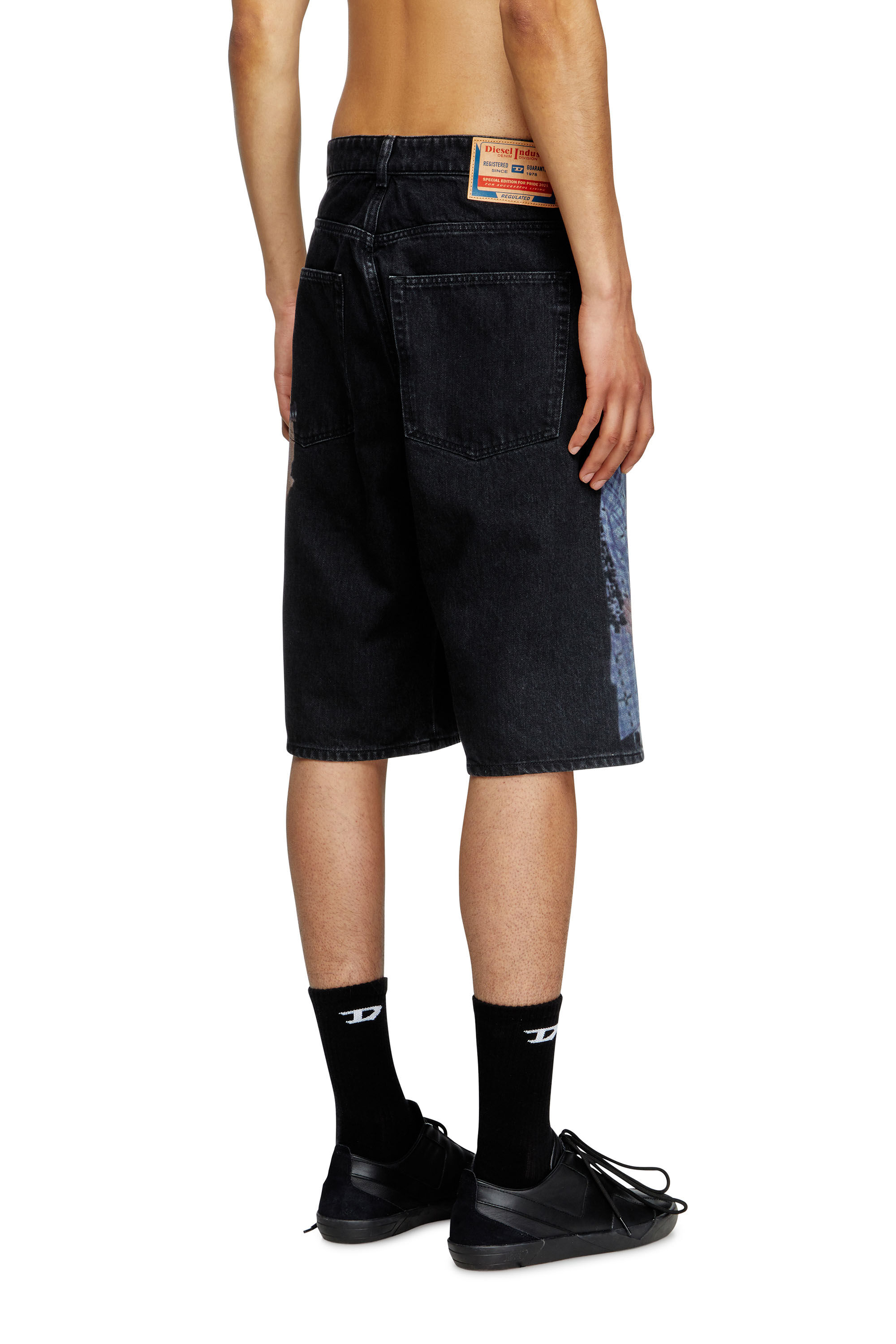 Diesel - PR-D-RIXFORD-S, Unisex's Denim shorts with multicolour print in Black - 2