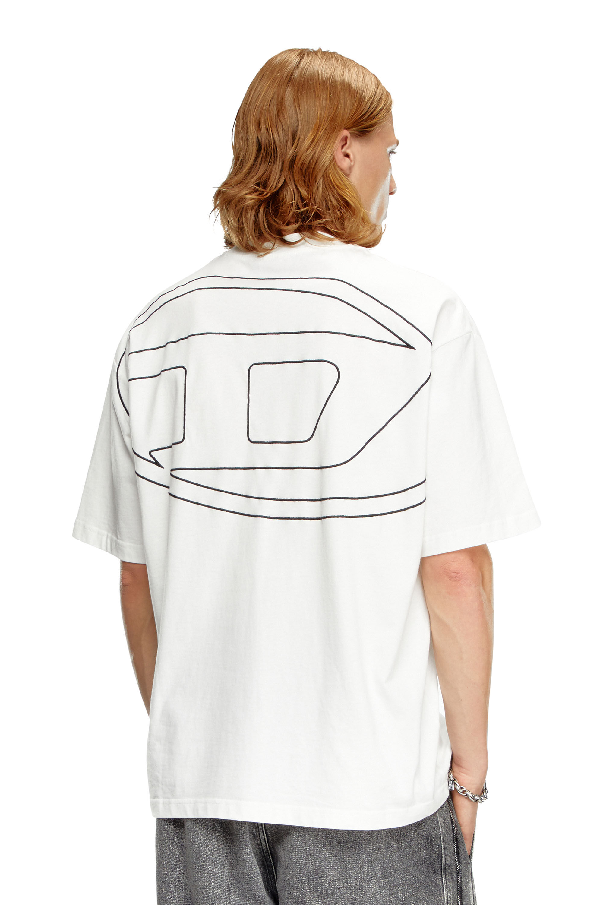 Diesel - T-BOGGY-MEGOVAL-D, Man's T-shirt with maxi oval D embroidery in White - 3