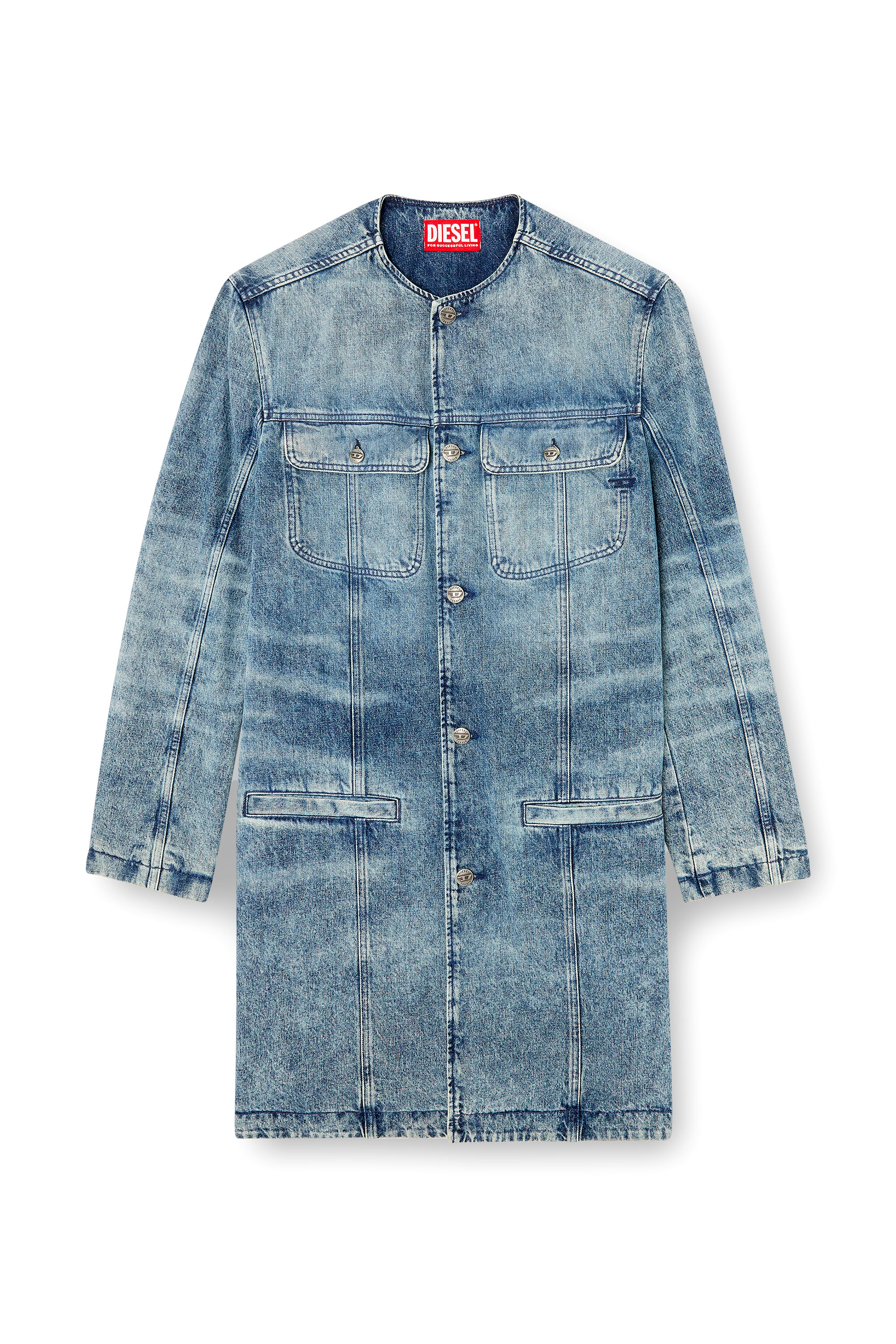 Diesel - D-ABERD-FSH1, Man's Coat in lasered cotton-hemp denim in Light Blue - 3