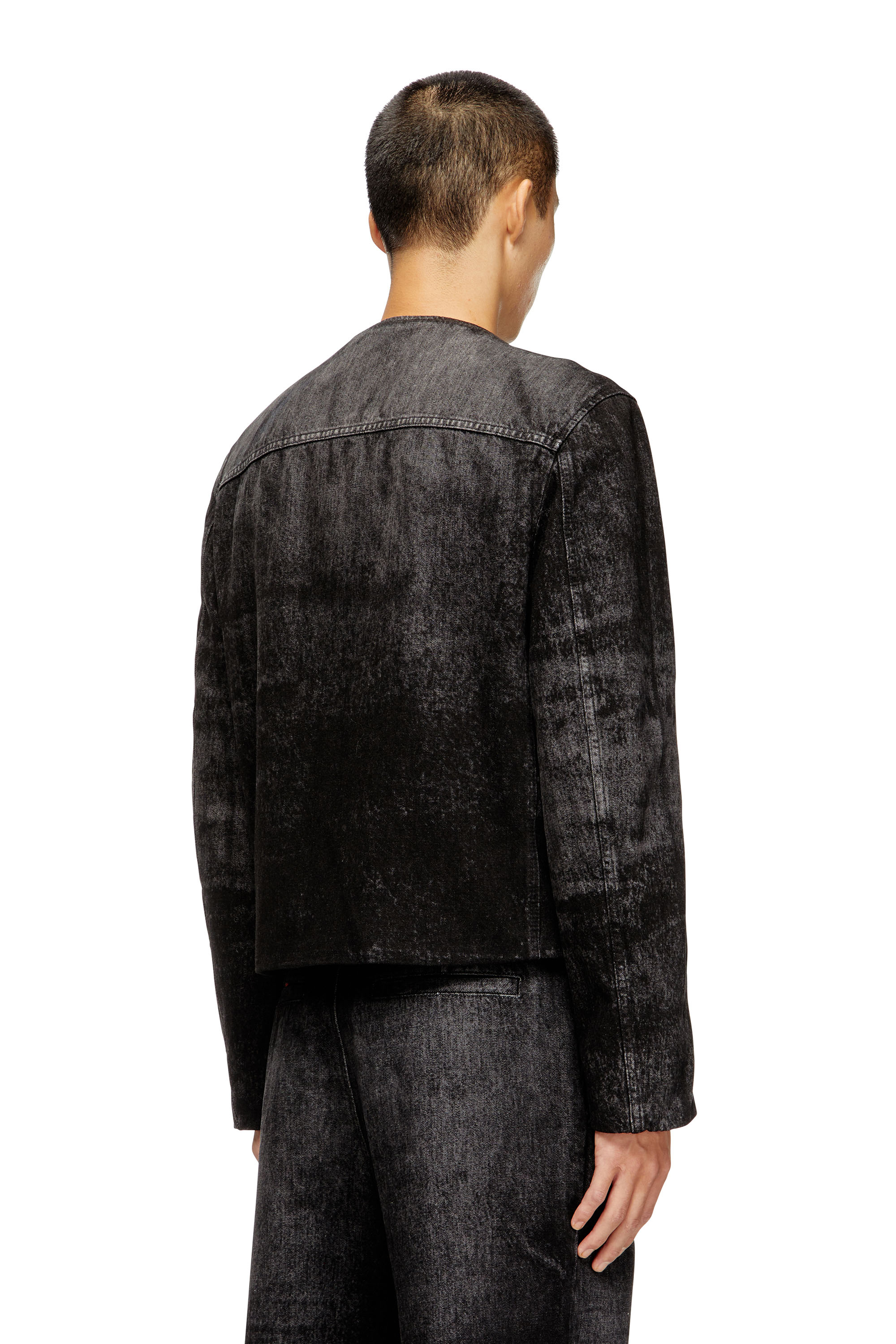 Diesel - D-ABERDEEN-FSH2, Man's Jacket in lasered cotton-hemp denim in Black/Dark grey - 4